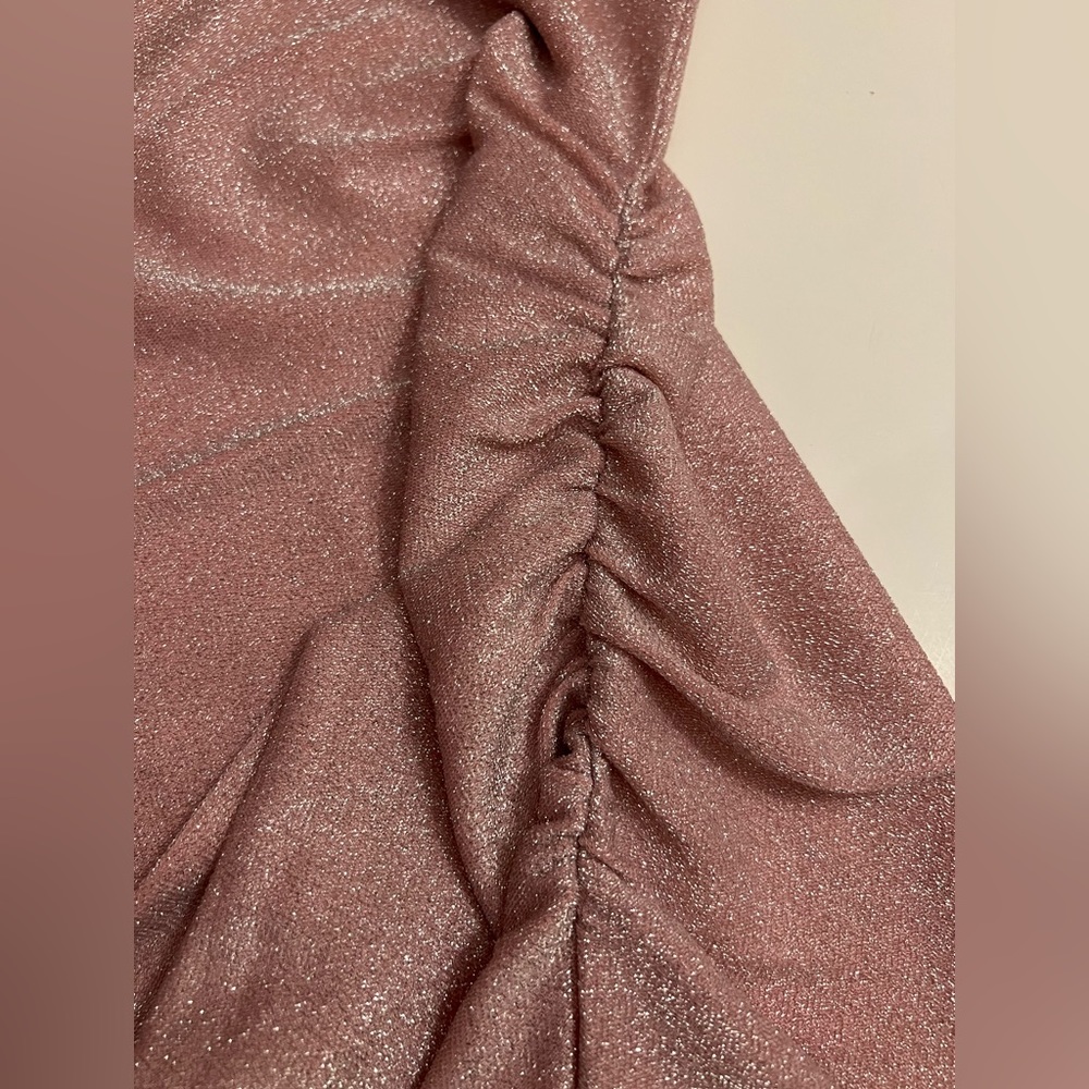 Pink sparkly lined tank dress NWT size S side gathers - Picture 3 of 9